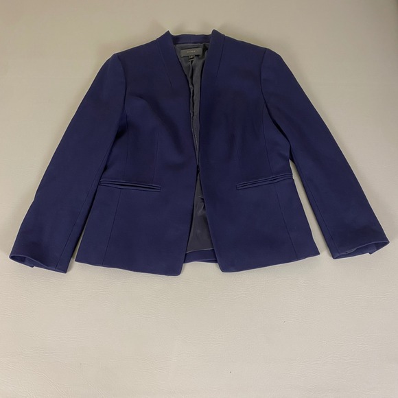 J. Crew Jackets & Blazers - J. Crew Blazer Jacket Women's Size 12 Navy Blue Collarless‎ Vented Sleeves